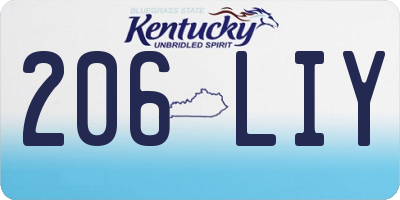 KY license plate 206LIY