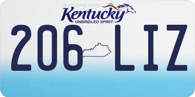 KY license plate 206LIZ