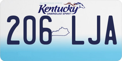 KY license plate 206LJA