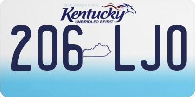 KY license plate 206LJO
