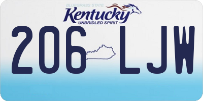 KY license plate 206LJW