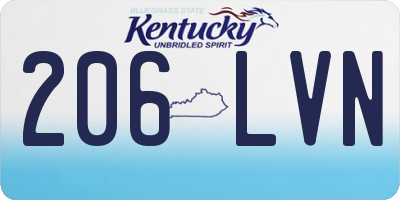 KY license plate 206LVN