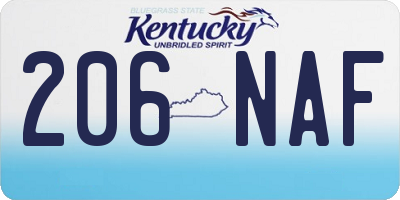 KY license plate 206NAF