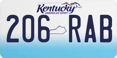 KY license plate 206RAB