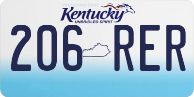 KY license plate 206RER