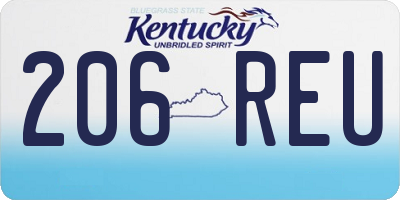 KY license plate 206REU