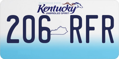 KY license plate 206RFR