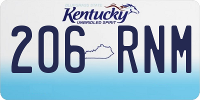 KY license plate 206RNM
