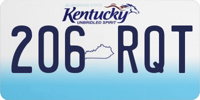KY license plate 206RQT