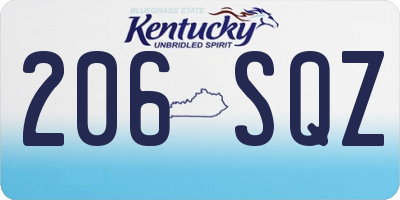 KY license plate 206SQZ