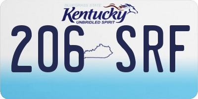 KY license plate 206SRF