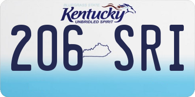 KY license plate 206SRI