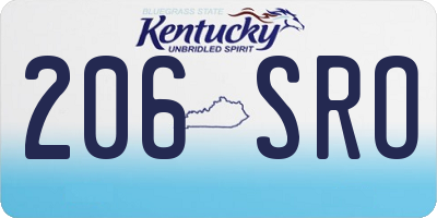 KY license plate 206SRO