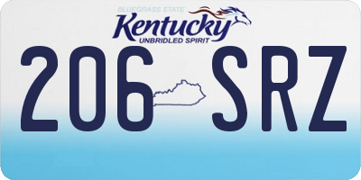 KY license plate 206SRZ