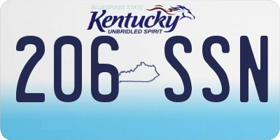 KY license plate 206SSN