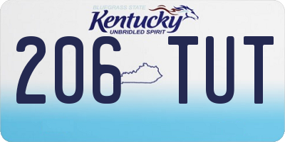 KY license plate 206TUT