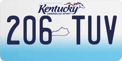 KY license plate 206TUV