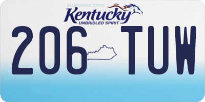 KY license plate 206TUW