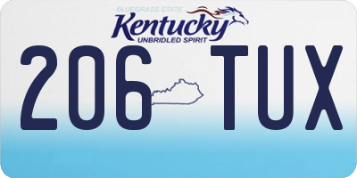 KY license plate 206TUX