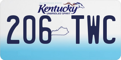 KY license plate 206TWC