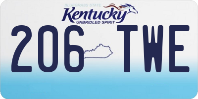 KY license plate 206TWE
