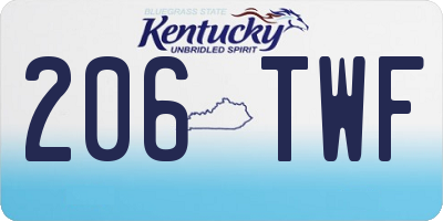 KY license plate 206TWF