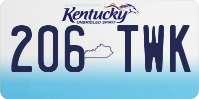 KY license plate 206TWK