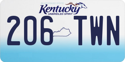 KY license plate 206TWN