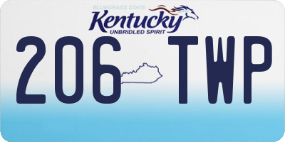 KY license plate 206TWP