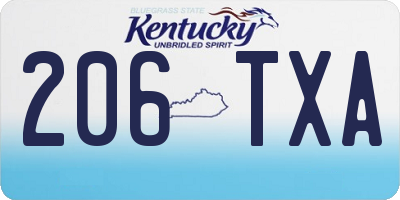KY license plate 206TXA