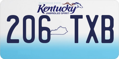 KY license plate 206TXB