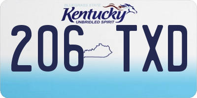 KY license plate 206TXD