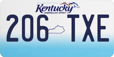 KY license plate 206TXE