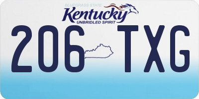 KY license plate 206TXG
