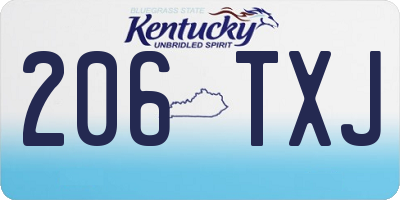 KY license plate 206TXJ