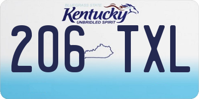 KY license plate 206TXL