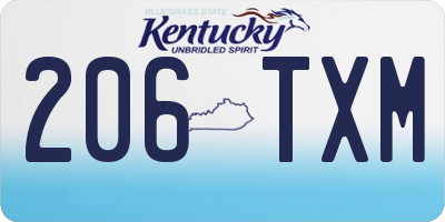 KY license plate 206TXM