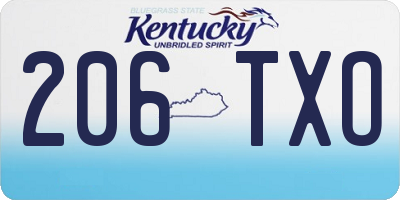 KY license plate 206TXO