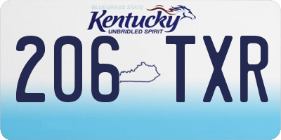 KY license plate 206TXR
