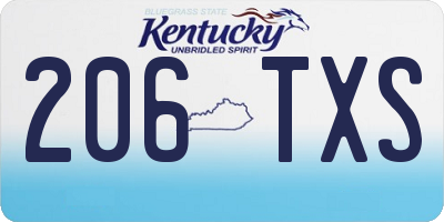 KY license plate 206TXS