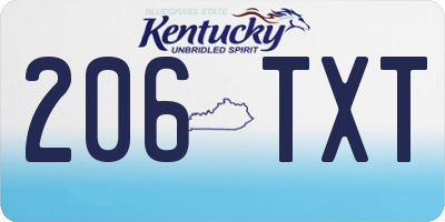 KY license plate 206TXT
