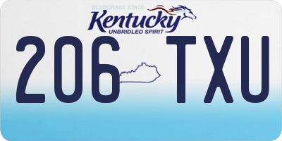KY license plate 206TXU