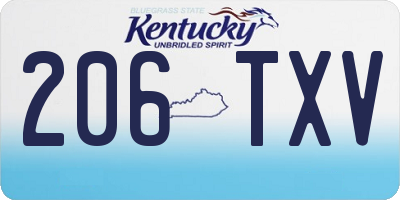KY license plate 206TXV