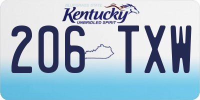 KY license plate 206TXW
