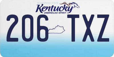 KY license plate 206TXZ