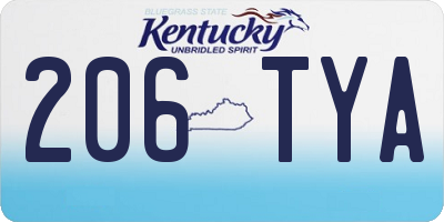 KY license plate 206TYA
