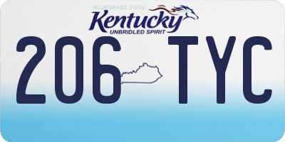 KY license plate 206TYC