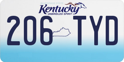 KY license plate 206TYD