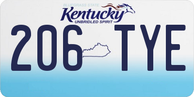 KY license plate 206TYE