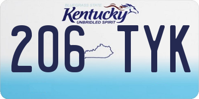 KY license plate 206TYK